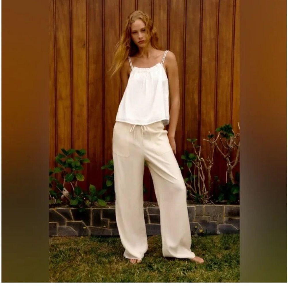 NWT Zara Topstitched Gauze Top Sz XS - Picture 2 of 7